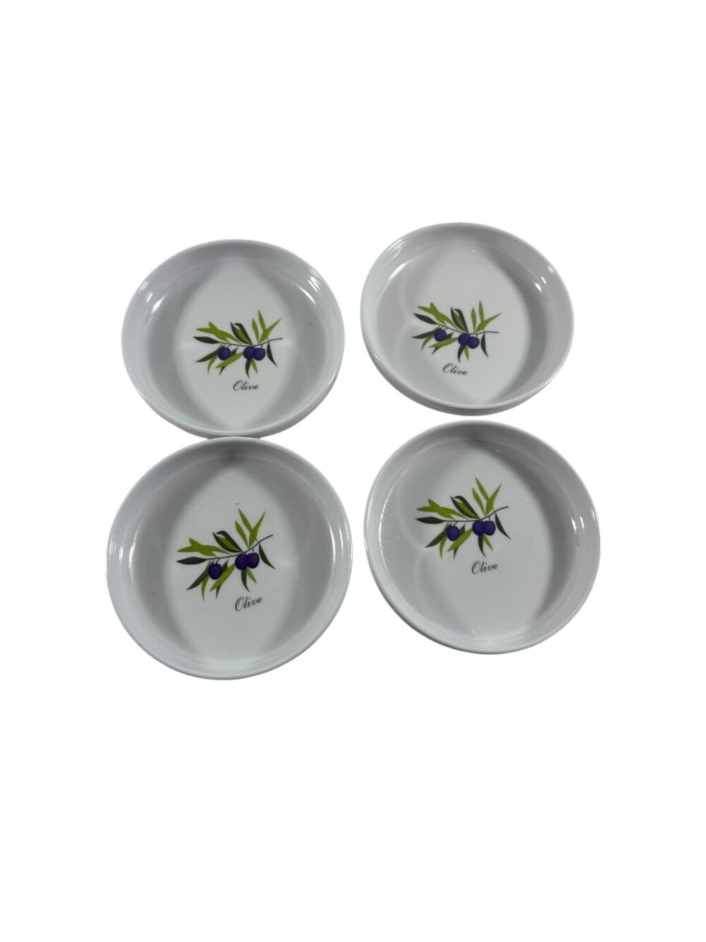 Xcell Set 4 Melamine Olive Drink Coasters Bread Dipping Bowls Retro White Purple